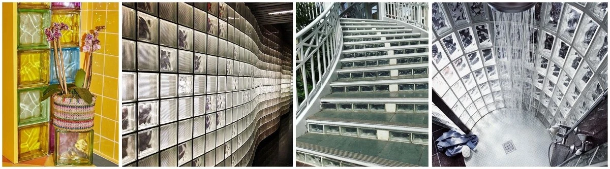 Patterned glass blocks for interior partition walls Patterned glass blocks for interior partition walls