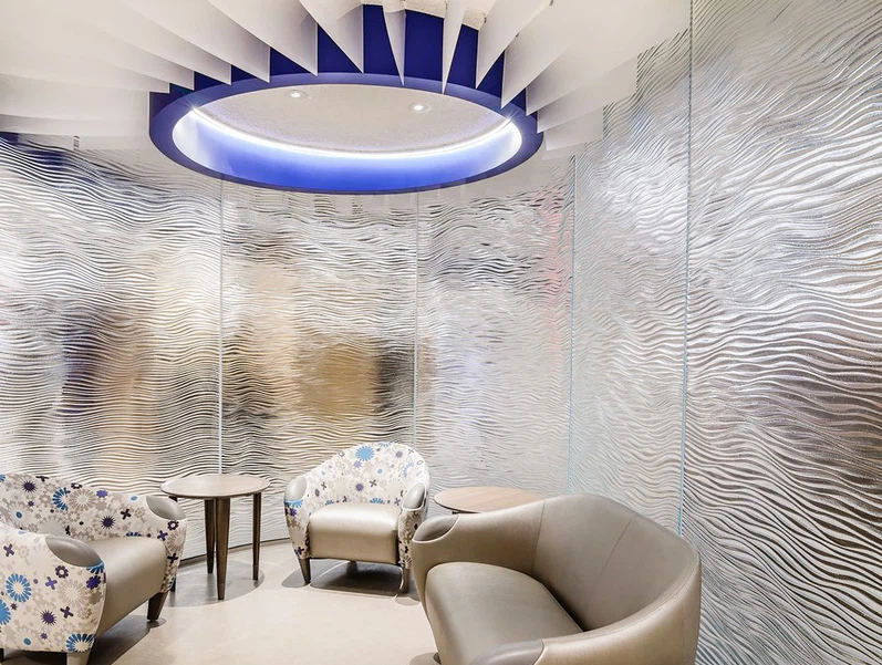 Textured glass partitions Textured glass partitions