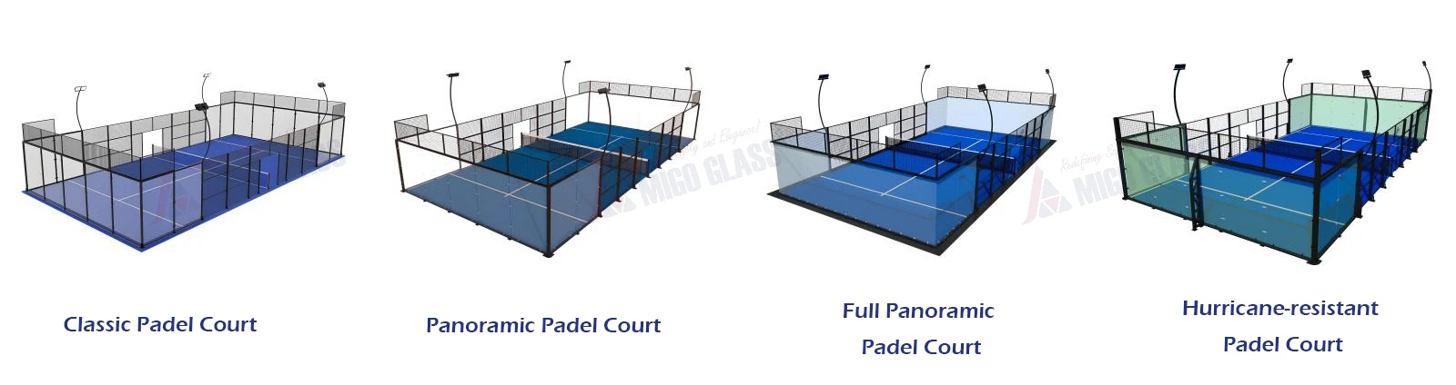 Padel courts options at MIGO GLASS