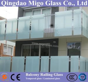 Balcony Railing Glass, Obscure Chemical Etched Building Glass